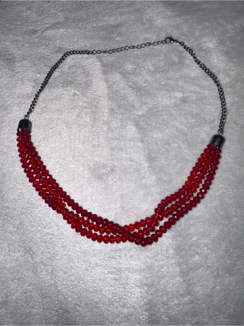 Ruby Red Beaded Multi-Strand Necklace